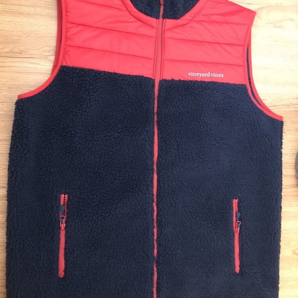 Vineyard Vines Other - Vineyard Vines Sherpa Navy Fleece Zip Vest EUC